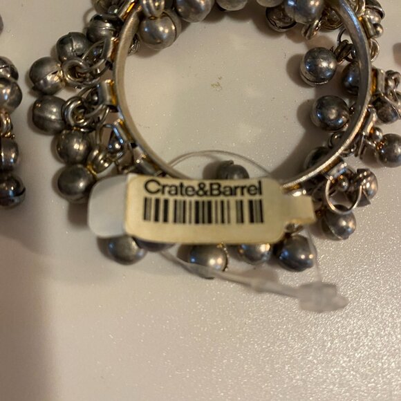 Crate & Barrel Silver Bells Holiday Napkin Rings - set of 4 - Picture 3 of 5